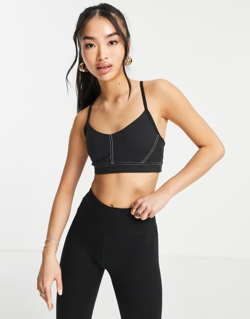 Black Contrast Binding Key Hole Sports Bra