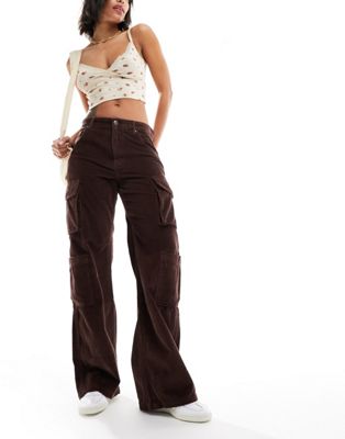 Cotton:On Cord Cargo Wide Leg Jean in brown