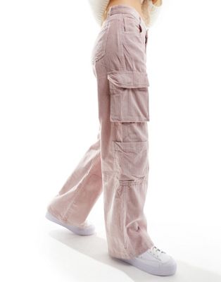 Cotton:On Cord Cargo Wide Leg Jean in light pink