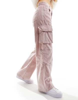 Cotton:On Cord Cargo Wide Leg Jean in light pink