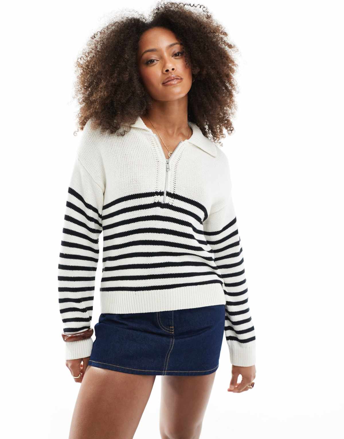 Cotton:On Cotton half zip collar pullover in multi