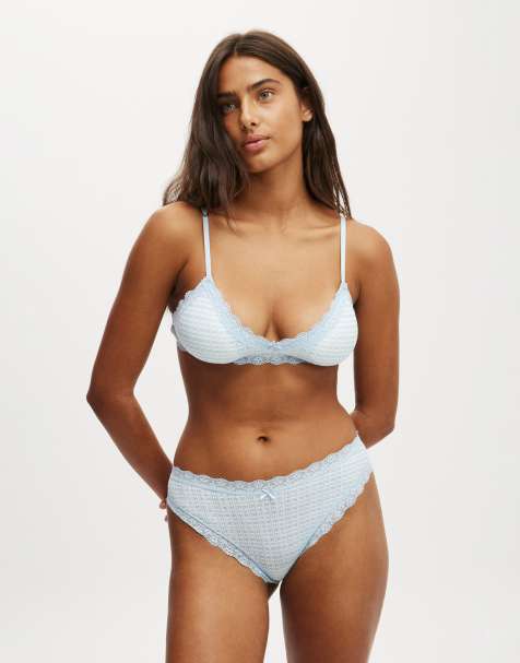 Cotton:On Cotton lace triangle padded bralette in multi - view 1