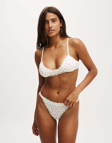 Cotton:On Cotton lace triangle padded bralette in multi - view 1