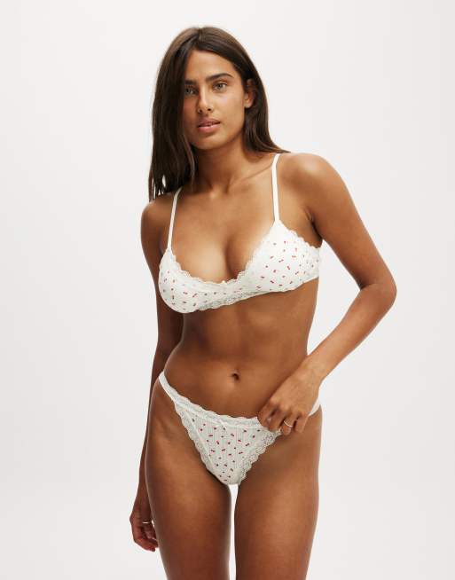 Cotton:On Cotton lace triangle padded bralette in multi