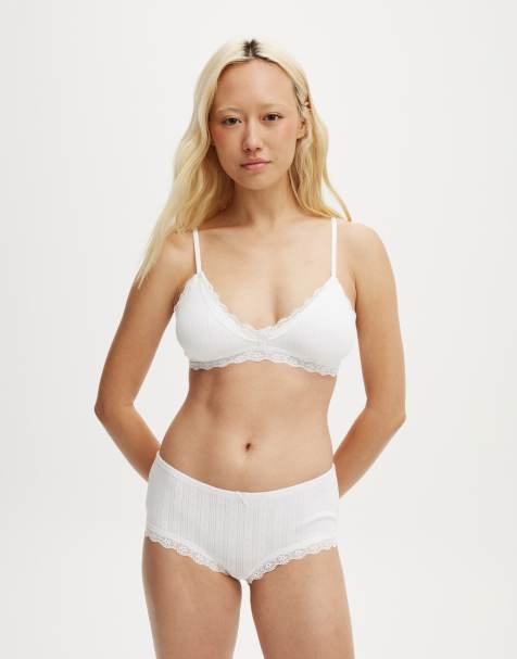 Cotton:On Cotton lace triangle padded bralette in white - view 1