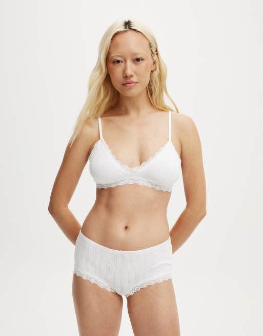 Cotton:On Cotton lace triangle padded bralette in white