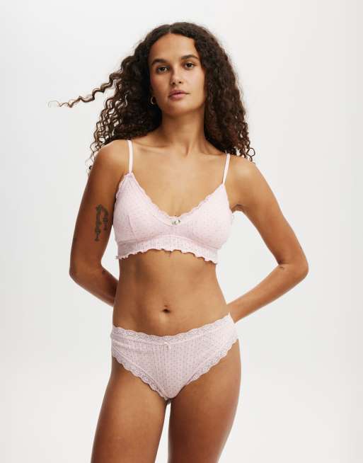 Cotton:On Cotton ruffle padded bralette in french fairytale polka dot