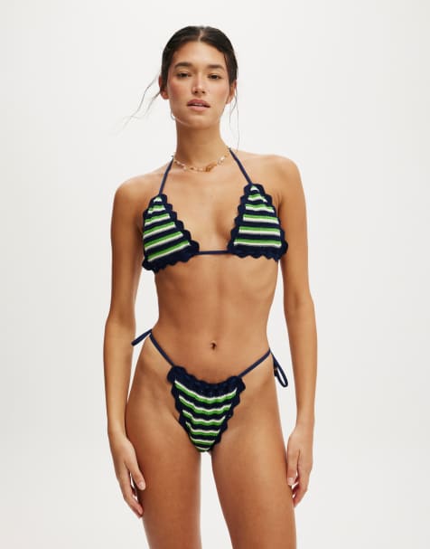 Cotton:On Crochet bikini set in green and black - view 1