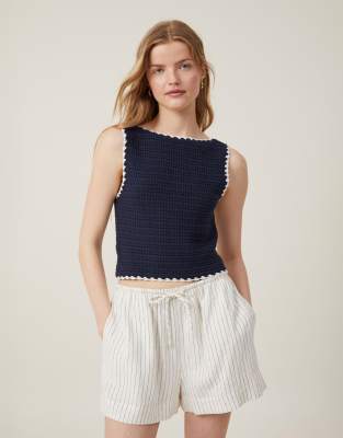  Cotton:On Crochet boatneck low back tank in winter night