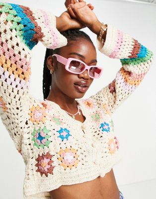 Cotton:On crochet cardigan co-ord in multi