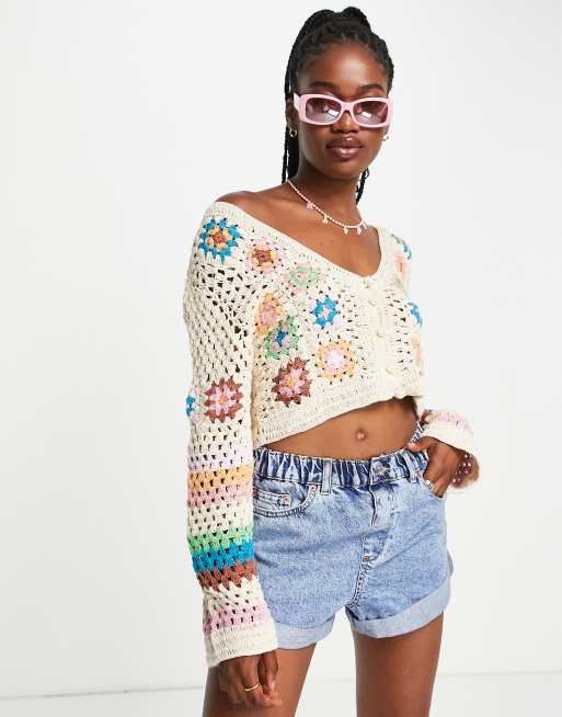 Cotton On crochet cardigan co ord in multi