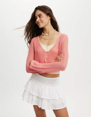 Cotton:On Crochet scallop cardigan in nectarine - view 1