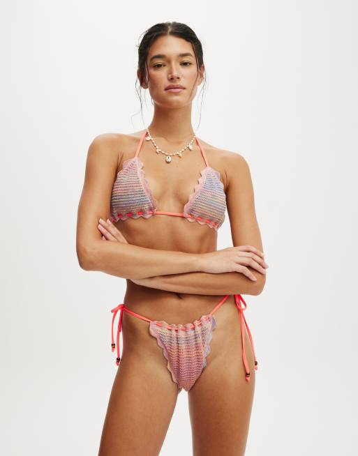 Cotton:On Crochet tie side brazilian bikini bottom in pink