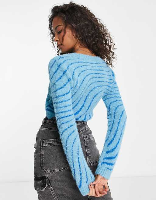 Cotton:On crop knitted sweater in blue wave | ASOS