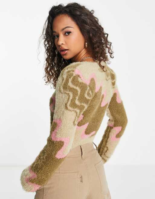 Cotton:On crop knitted sweater in multi wave | ASOS