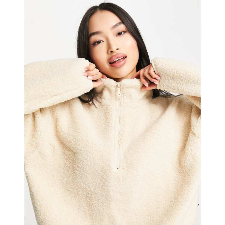 Cotton:On crop sherpa pullover sweatshirt in cream