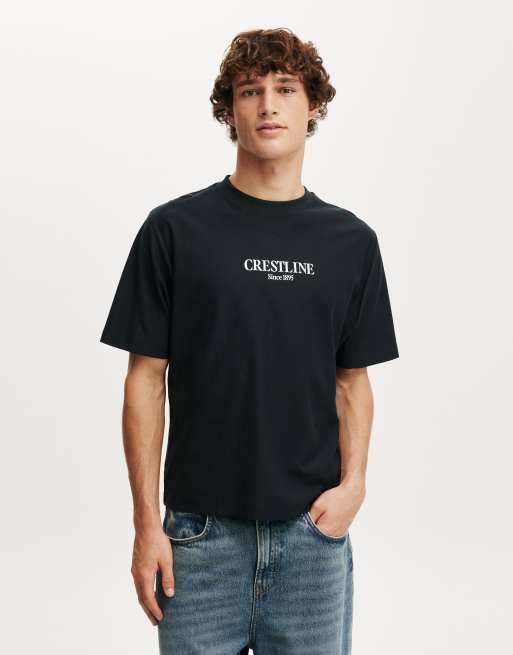 Cotton:On Cropped fit graphic t-shirt in black/crestline