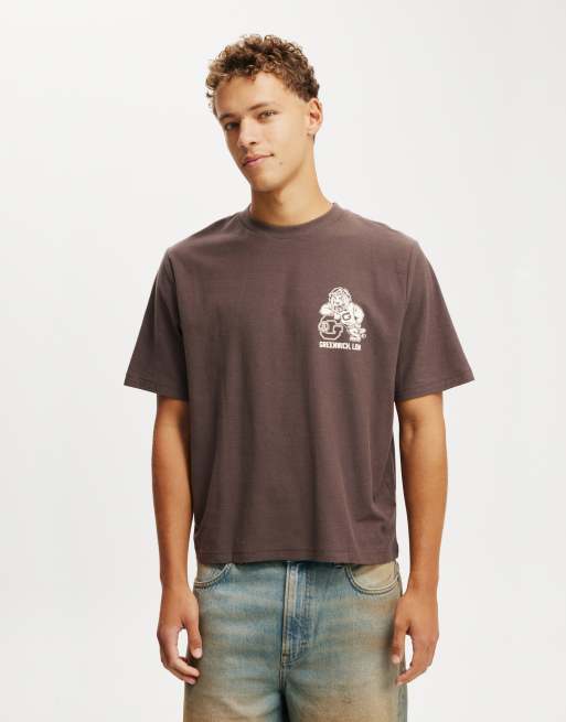 Cotton:On Cropped fit graphic t-shirt in brown