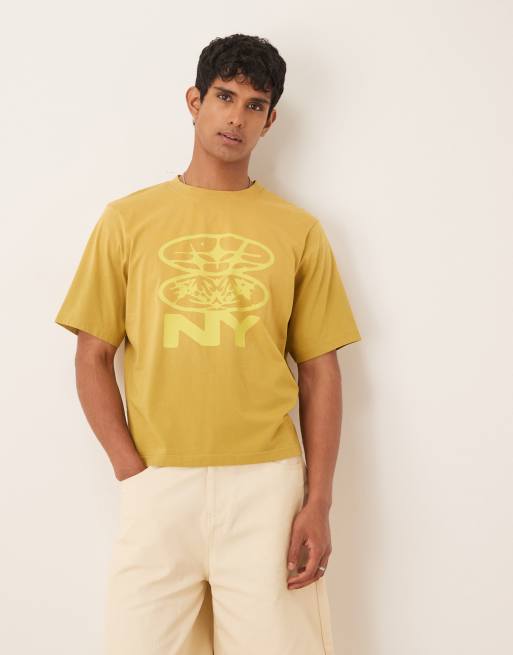 Cotton:On Cropped fit graphic t-shirt in chartruse/y2k ny