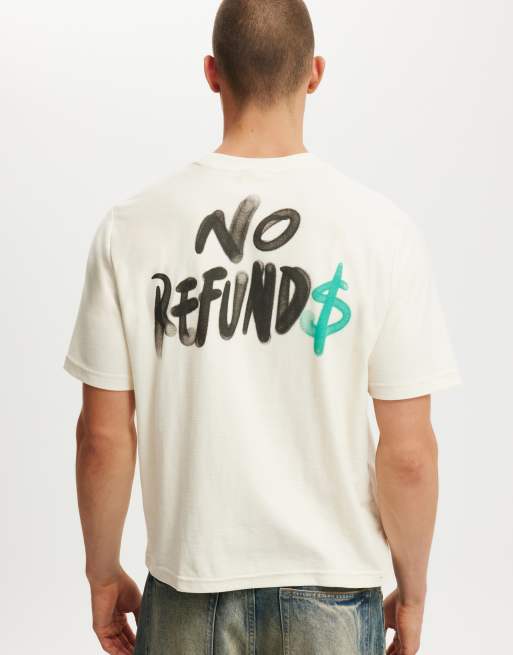 Cotton:On Cropped fit graphic t-shirt in creampuff/no refunds