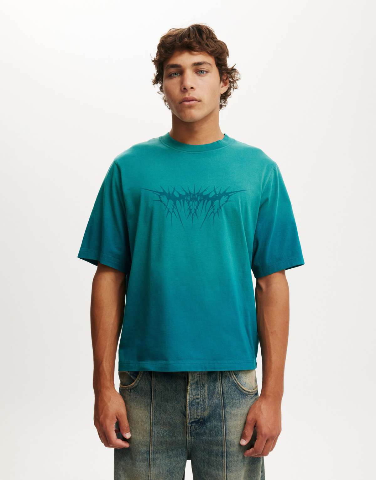 Cotton:On Cropped fit graphic t-shirt in emerald/cyber