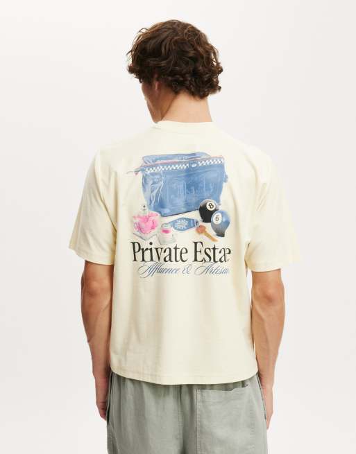 Cotton:On Cropped fit graphic t-shirt in lemon/private estate