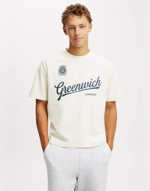 Cotton:On Cropped fit graphic t-shirt in off-white