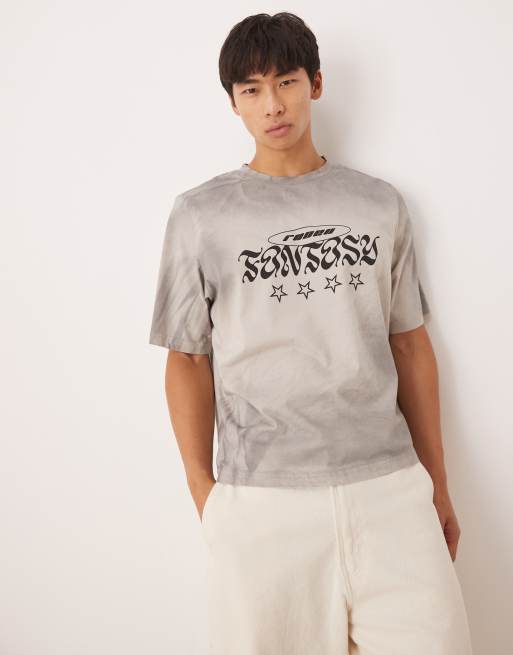Cotton:On Cropped fit graphic t-shirt in smoke/fantasy