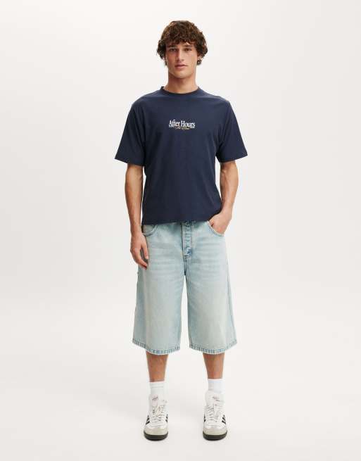 Cotton:On Cropped fit graphic t-shirt in true navy/after hours