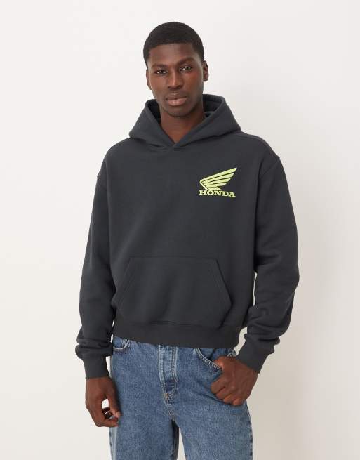 Cotton:On Cropped fit honda jt racing hoodie in black