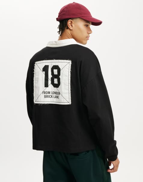 Cotton:On Cropped fit rugby polo in black - view 1