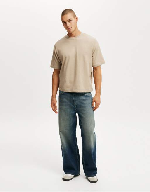 Cotton:On Cropped fit t-shirt in gravel stone terry