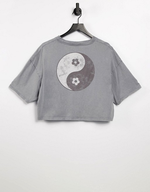 Cotton:On cropped graphic tee in grey