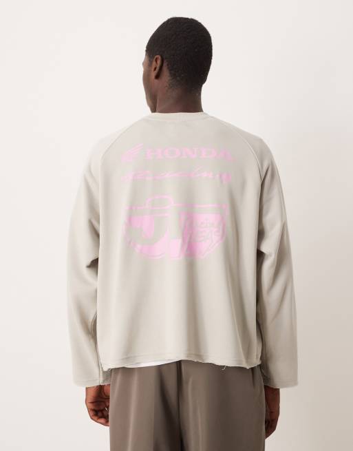 Cotton:On Cropped honda jt racing crew fleece in off-white
