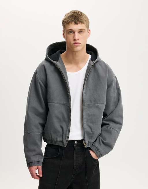 Cotton:On Cropped hooded bomber in black