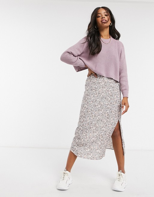Cotton:On cropped knitted crew neck jumper in lilac
