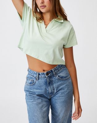 Cotton:On cropped polo top in green
