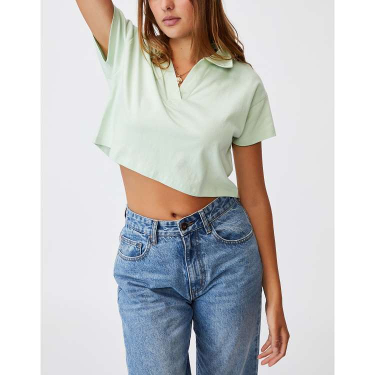 Cotton:On cropped polo top in green | ASOS