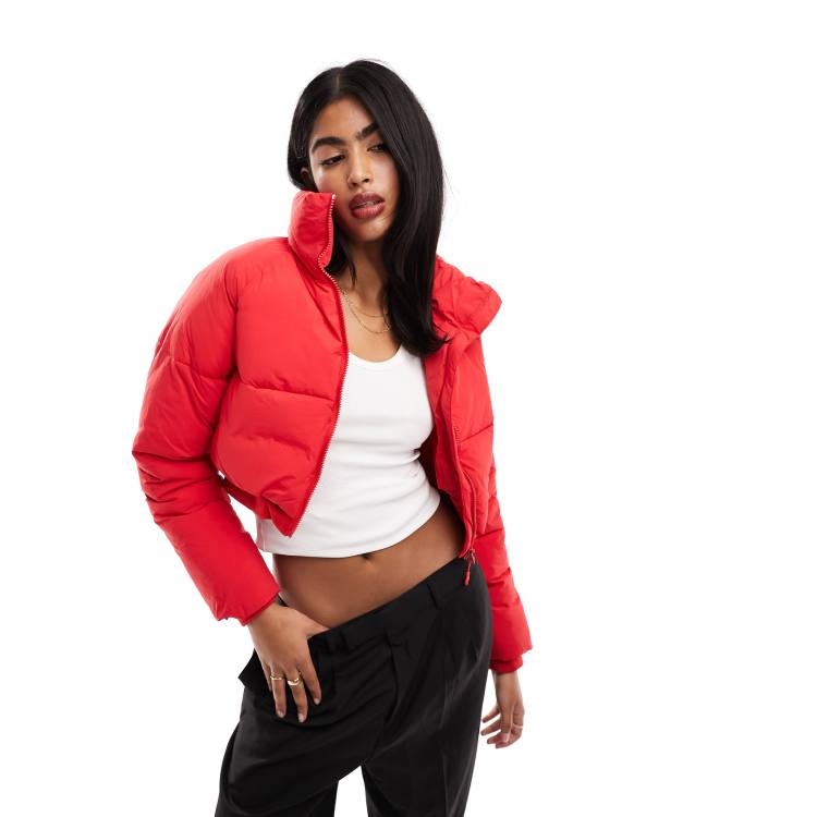 Cotton On cropped puffer coat in red ASOS