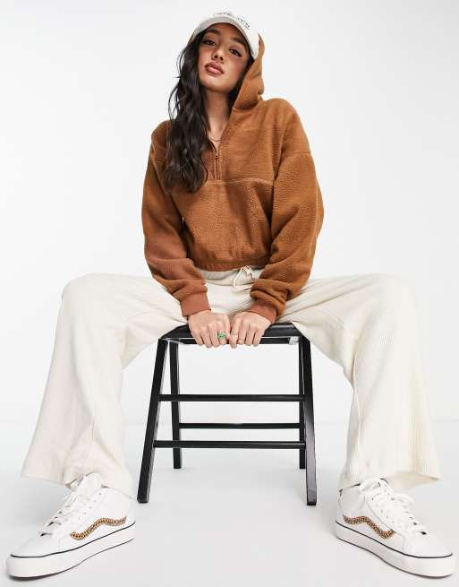 Cropped hot sale teddy sweatshirt