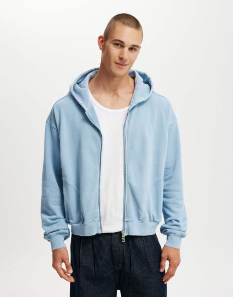 Cotton:On Cropped zip up hoodie in blue - view 1