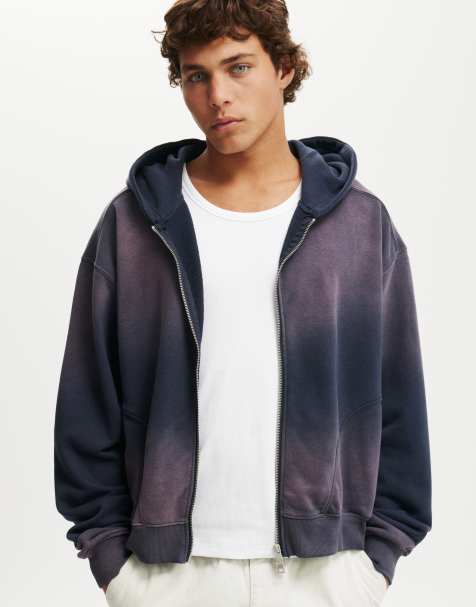 Cotton:On Cropped zip up hoodie in dark navy - spray - view 1