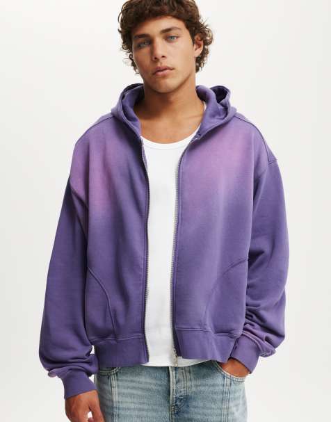 Cotton:On Cropped zip up hoodie in grape/star - y2k wash - view 1