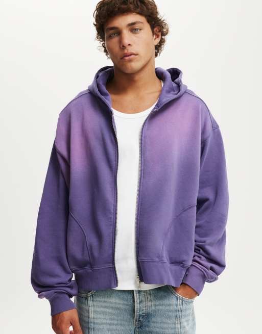 Cotton:On Cropped zip up hoodie in grape/star - y2k wash