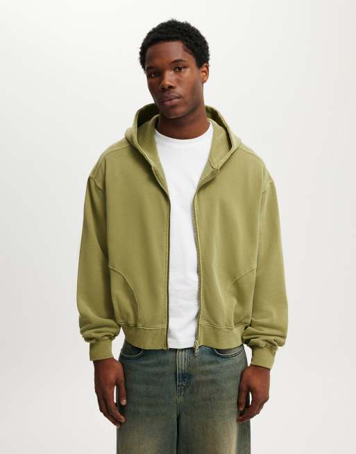 Cotton:On Cropped zip up hoodie in green
