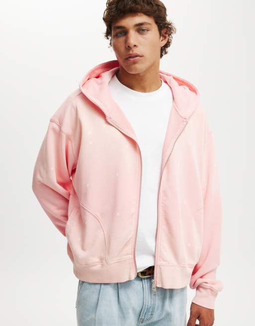 Cotton:On Cropped zip up hoodie in melon / y2k wash