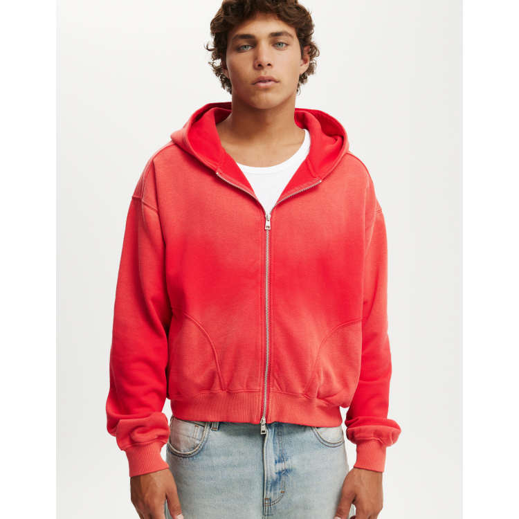 【SATIIIZ】Cardin Pigment Washing Cropped Hooded Zip-Up light-grey-melange-cotton-zip-