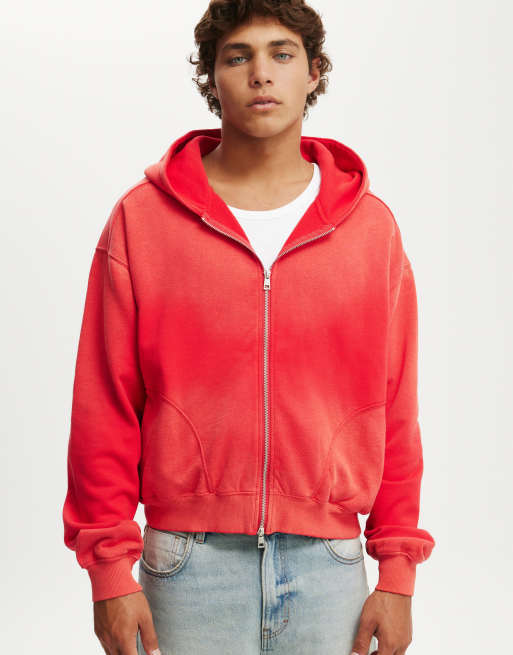 Cotton:On Cropped zip up hoodie in poppy - spray
