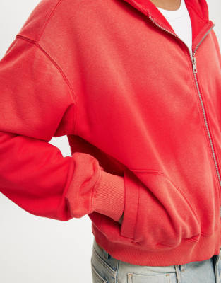 Cotton:On Cropped zip up hoodie in poppy - spray