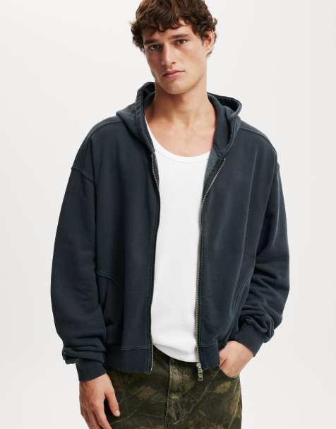 Cotton:On Cropped zip up hoodie in washed black - view 1
